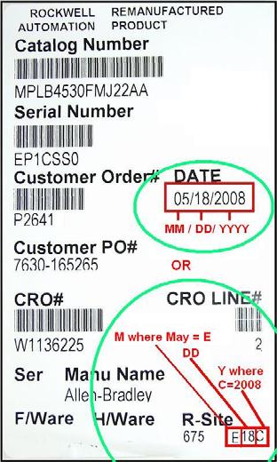 Página 5 de 8 Identificação da etiqueta de produto remanufaturado As etiquetas do produto abaixo são amostras apenas e podem exibir códigos de catálogos para produtos que não foram afetados por este