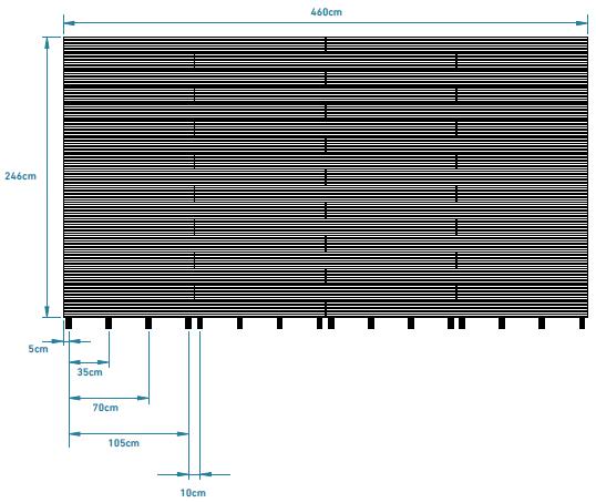 USO COMERCIAL ESTIMATIVA DE NECESSIDADES POR M 2 - RENDIMENTO PARA RÉGUA ALVEOLAR/MACIÇA Produto Quantidade (4,6mx2,46m) Quantidade/M 2 Régua 2300x140x24 mm 34x2,3 = 78,20 m 7 ml/m 2 Ripado 2300 mm