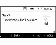 Rádio 127 A lista de estações é actualizada Listas de favoritos Estações pertencentes a todas as bandas de frequência podem ser memorizadas manualmente nas listas de favoritos.