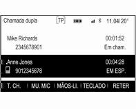 Telemóvel 147 Para reactivar o microfone, seleccione o botão de ecrã UNMU.. Desactivar a função mãos-livres Para continuar a conversação no seu telemóvel, seleccione o botão de ecrã TELEM.