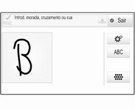 28 Funcionamento básico Inserir caracteres Desenhe o carácter pretendido (dígito ou letra maiúscula) no touchpad. Este surge no painel de reconhecimento de caracteres.