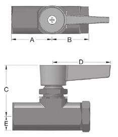 242B4A4B 242B4D -- 242F4A4B D.M.P. - Diâmetro mínimo de passagem 1/4" NPTF/NPT Fêmea x 1/4" NPTF/NPT Macho 1/4" NPTF Fêmea x 1/4" D.E.