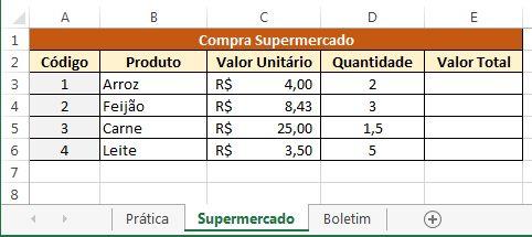 Prática 02» Adicionar a Planilha