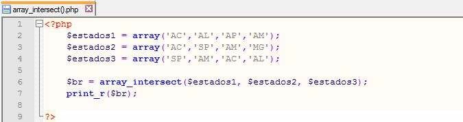 2.4 Interseção de array A função array_intersect() mantem os valores iguais presente nos arrays, considerando o primeiro array. 2.5 Diferença de array demais.