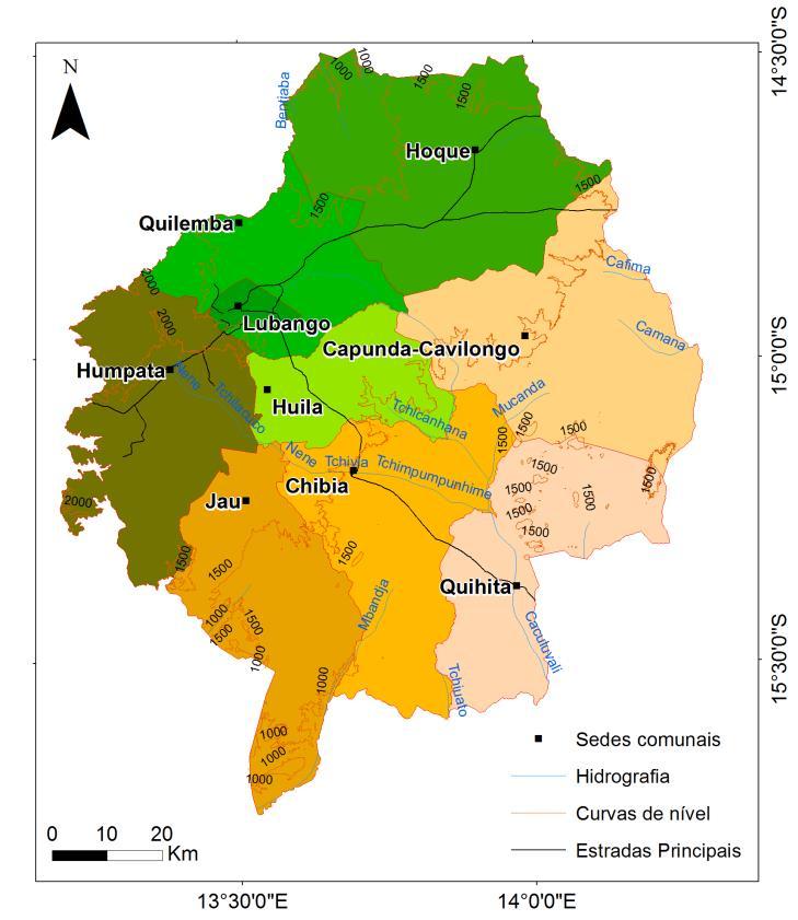 Tabela 2.1. Distribuição das comunas pelos respectivos municípios.