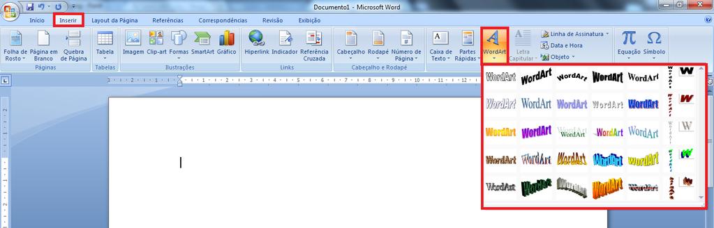 Aula 5 1 Wordart O WordArt é um texto decorativo que você pode adicionar a um