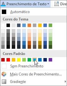 Portanto, para adicionar efeitos ao WordArt, como sombras, rotação, curvas e cores de preenchimento e contorno, use as opções no grupo Estilos de WordArt, incluindo Preenchimento de Texto, Contorno