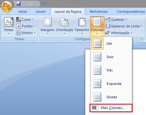 3. Escolha em quantas colunas você deseja dividir o texto Caso queira