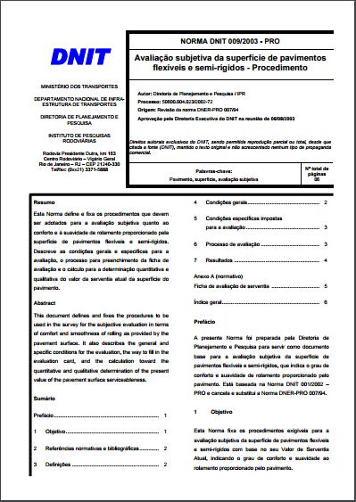 VSA Valor de Serventia Atual Norma DNIT 009/2003 PRO Avaliação