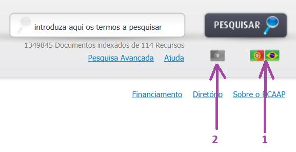 1 Pesquisa simples A página inicial do RCAAP inclui uma caixa onde podemos introduzir os termos pretendidos para realizarmos uma pesquisa simples.