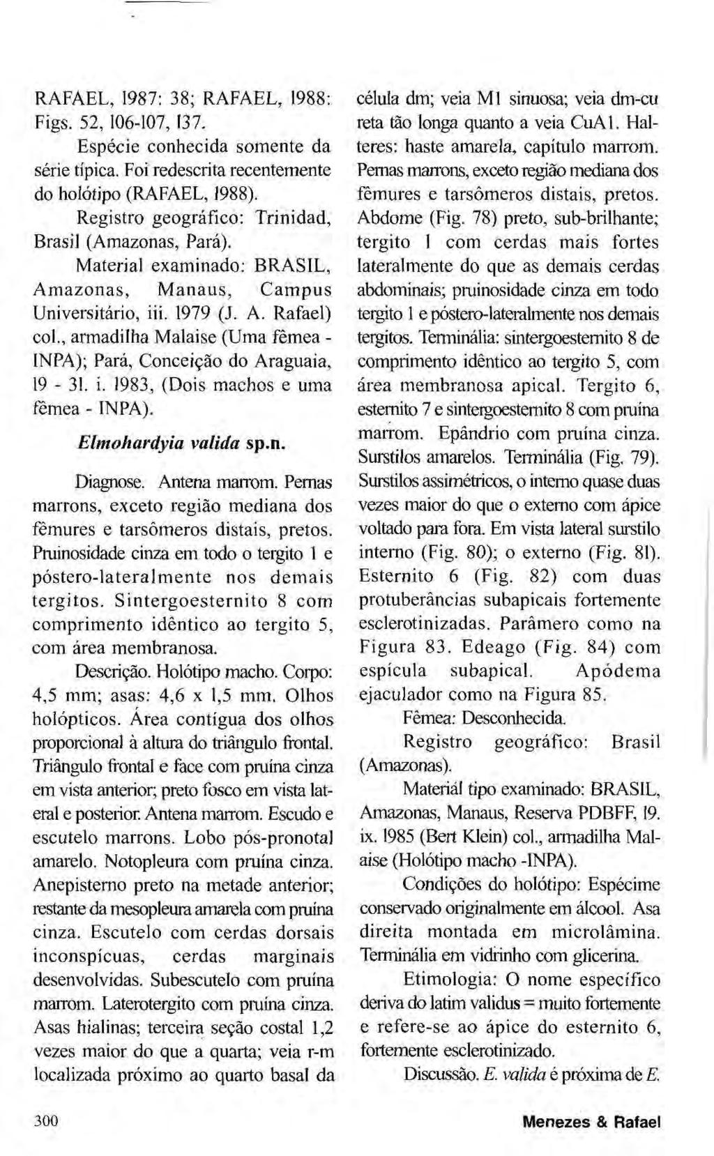 RAFAEL, 1987: 38; RAFAEL, 1988: Figs. 52,106-107,137. Espécie conhecida somente da série típica. Foi redescrita recentemente do holótipo (RAFAEL, 1988).