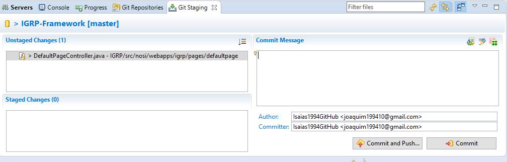 Figura 25 - Configuração Git Staging.