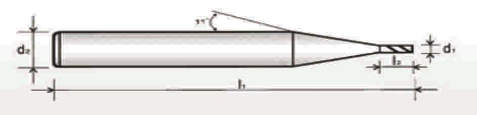 FRESAS DE TOPO RETO - METAL DURO - 2 CORTES MICRO DIÂMETRO / LONG NECK FR 2C MD H4 - D02 0.2 0.4 50 4 FR 2C MD H4 - D03 0.