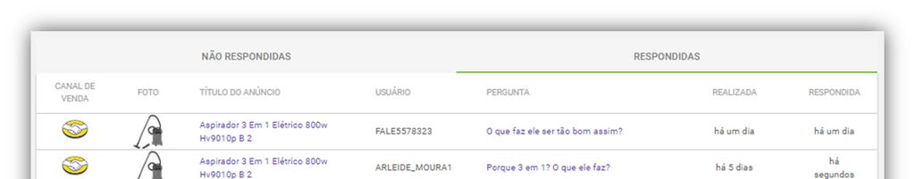 Automaticamente a pergunta será enviada para a aba de