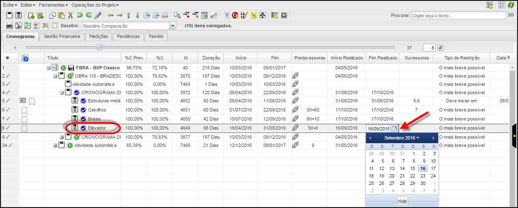 prevista do projeto, a que for a menor; tal opção é uma melhoria, pois antes deste patch apenas era possível consultar o %C Previsto até a data atual ou a data fim prevista do projeto, a menor