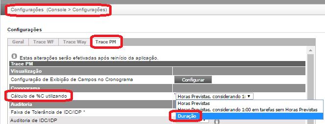 CÁLCULO DE %C PREVISTO E REALIZADO Entregamos uma nova opção para definir o parâmetro do cálculo dos percentuais de conclusão Previsto e Realizado, é a Duração.