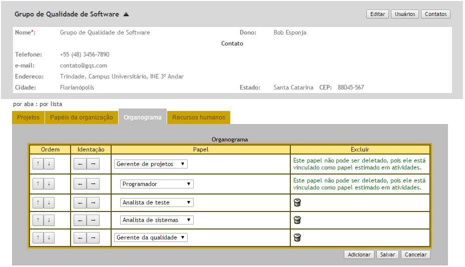 Definir o organograma Com os papéis definidos podemos construir o organograma.