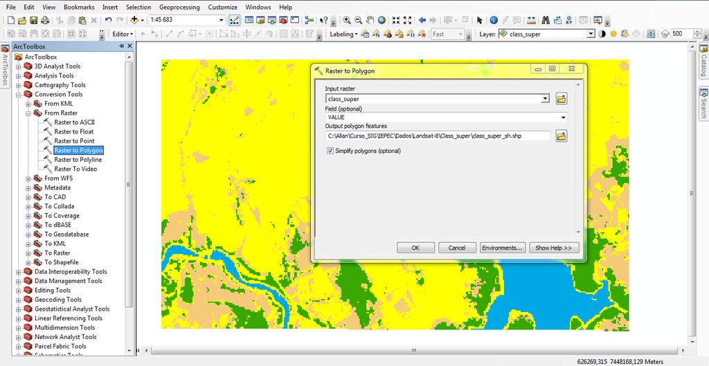 6/35 Conversão de raster para vetor (shapefile) Selecione a