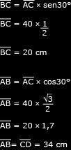 Admitindo que a espessura do acrílico seja desprezível e que 3 =,7, a área, em cm 2, do triângulo CAE equivale a: (A) 80