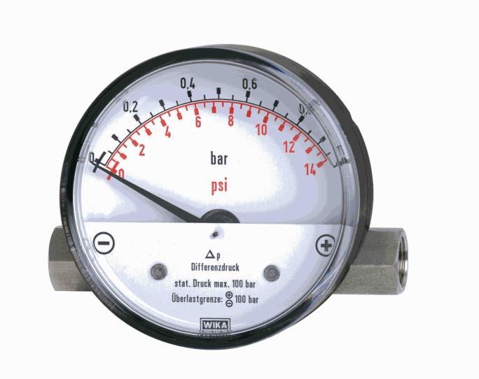 1.3) Manômetro de Bourdon Manômetro de Pressão Diferencial: Este tipo construtivo, é adequado para medir a diferença de pressão entre dois