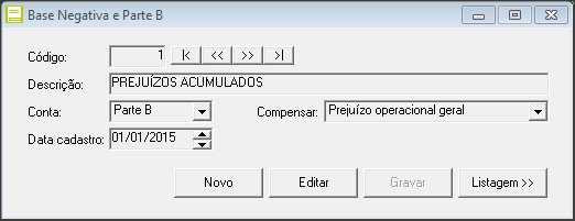 OBS: O campo DATA CADASTRO deverá informar o primeiro dia do primeiro ano que você realizar o cálculo no sistema, neste exemplo o