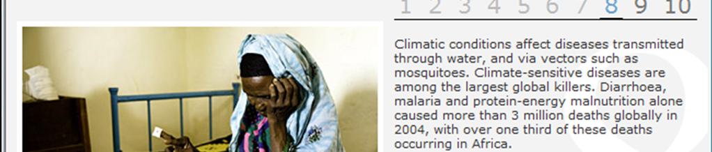 As doenças associadas ao clima como diarreia, malária, e