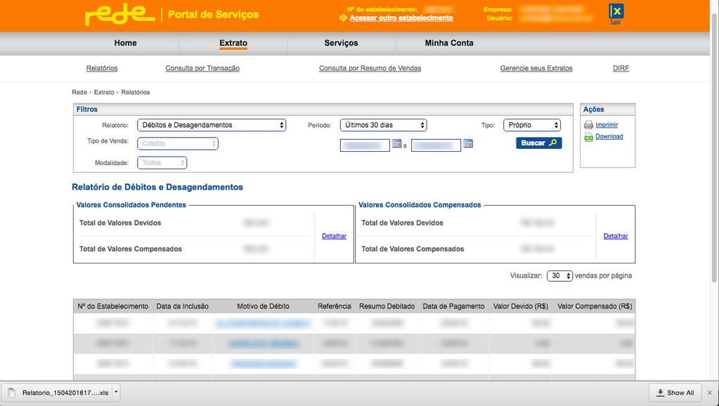 4 Exporte o arquivo - Clique em Buscar Ao abrir o relatório de Débitos e