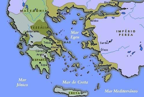 O território de povoamento grego(helenos) se subdivide em: Grécia Continental: Sul