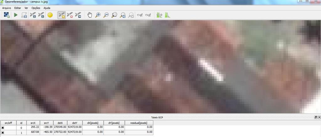 - 29 - No QGIS dê zoom na imagem e insira as coordenadas (fig. 42) no mesmo ponto (como foi visto anteriormente na pág.