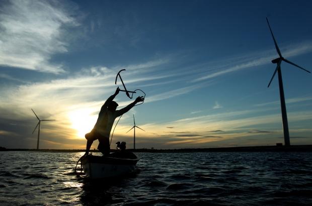 lagoas, rios, mangues, vegetação (restinga) que serão afetadas pela implantação da central eólica para construção das vias de acesso, rede elétricas e construções da base dos aerogeradores.