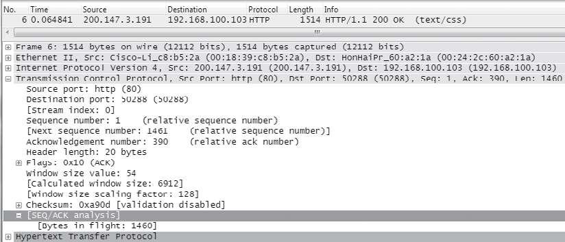 pelo Wireshark é apenas a título de orientação; o Wireshark analisa os contadores e informa Observe que na primeira janela onde aparece o pacote número 5, o protocolo indicado é Len: 0).
