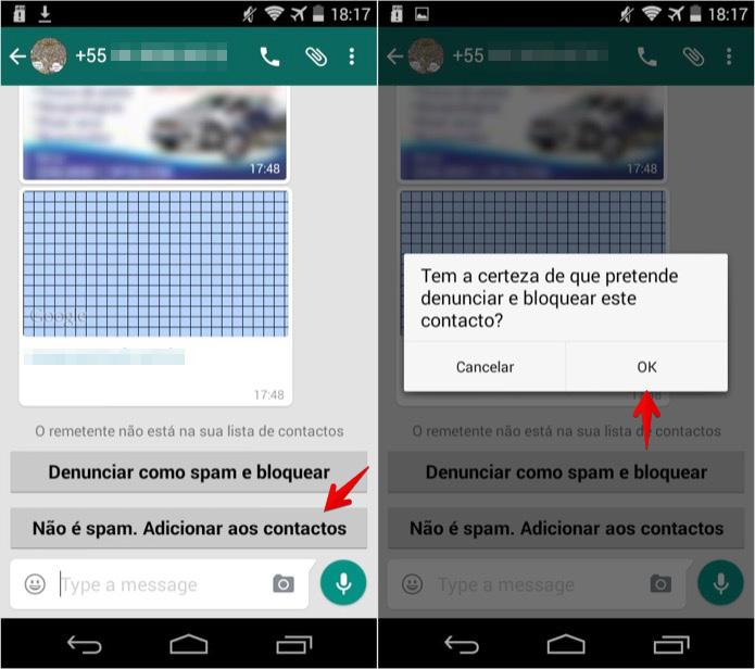 Como denunciar Spam no Whatsapp Este recurso é útil para proteger você de pessoas desconhecidas ou pessoas conhecidas que estejam enviando spam nas mensagens, pois você pode bloquear esse contato