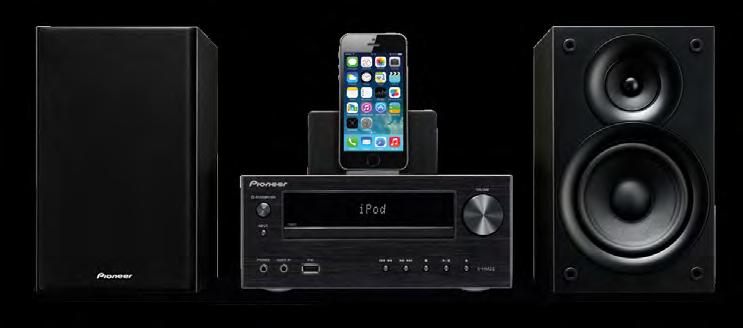 X-HM22-K/S Sistema micro hi-fi com leitor de CD com Dock Lightning para iphone 5s, iphone 5c, iphone 5, ipad Air, ipad (4ª ger.