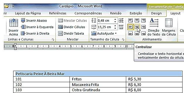 Com o cursor posicionado nesta célula, digite o texto desejado. Caso os dados inseridos em uma coluna necessitem de mais espaço, alterase o tamanho das colunas.