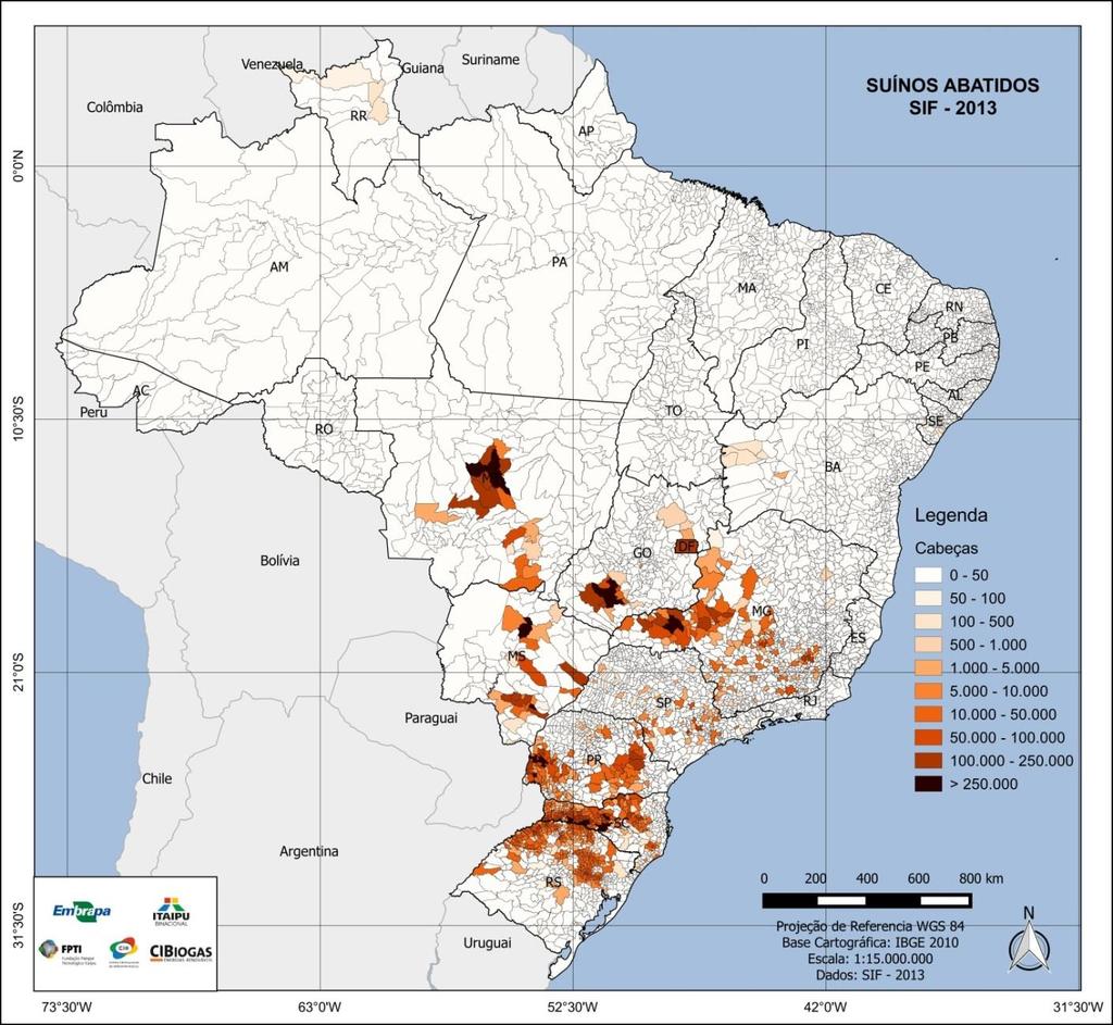 Município Estado Cabeças Toledo PR 1.377.013 Rio Verde GO 1.287.240 Marechal C. Rondon PR 674.435 Concórdia SC 651.