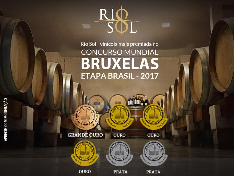 Lançado no final de 2016, o mais recente rótulo da Rio Sol, o espumante Rio Sol Brut Premium, ( com um exótico sabor indescritível ) conquistou lugar de destaque na prova, recebendo a medalha de
