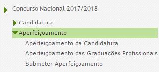 2.3 Módulo de aperfeiçoamento 2.3.1 Menus da aplicação Após entrada no ecrã inicial, o utilizador deverá selecionar o separador Situação Profissional.