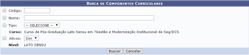 Turmas Cadastrar Então será exibida a seguinte tela, que o