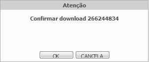 Clique em OK para efetuar o download ou Cancelar para