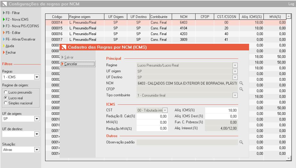 REGRAS POR NCM MUDANÇAS: A criação desta ferramenta garantirá o atendimento às exigências fiscais pela emissão correta das notas. Caminho: Manutenção Configurações Regras por NCM (http://www.uniseta.