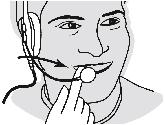 OPERAÇÃO Quando utilizar o fone de cabeça, posicione o microfone próximo ao canto da boca, a uma distância de aproximadamente um dedo do rosto.