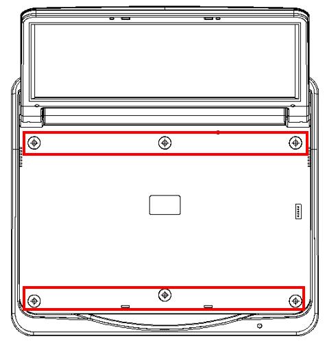 3.3. FIXAÇÃO Para executar a fixação do Monitor de 15,6 Flip Down Manual, siga as instruções abaixo: 1) O Monitor 15,6 Flip Down possui 6 furos (ø6mm) para que seja apoiado diretamente na estrutura