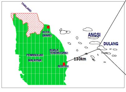 4.4 Campo de Dulang Malásia O Campo de Dulang está localizado a 80 milhas ao nordeste de Kerteh, conforme apresentado na Figura 4.21 e possui uma lâmina d água (LDA) de aproximadamente 250 ft.