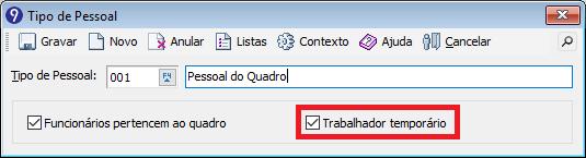 ativar opção Trabalhador temporário 32 16