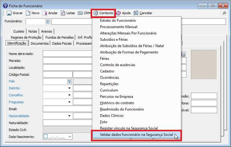 Social Dados validados: Data de nascimento; Data de admissão;