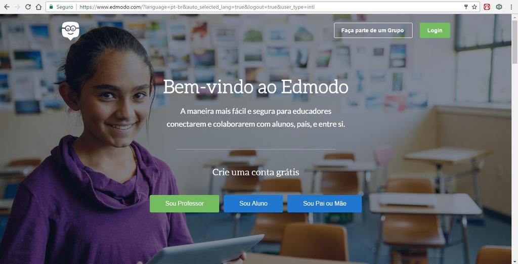 Como acessar o Edmodo após ter realizado seu cadastro Após ter realizado seu cadastro no