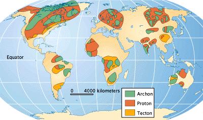 Escudos ou Cratões São zonas de enorme extensão na superfície terrestre, ocupando geralmente a zona interior dos continentes; Dada a sua muito avançada idade (foram as primeiras porções de crusta a