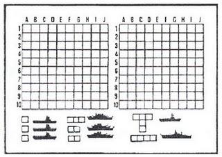 Na Batalha Naval, geralmente disputada por duas pessoas, cada jogador inicia a partida com uma folha de papel (ou um tabuleiro), na qual estão desenhadas duas malhas quadradas iguais, conforme a