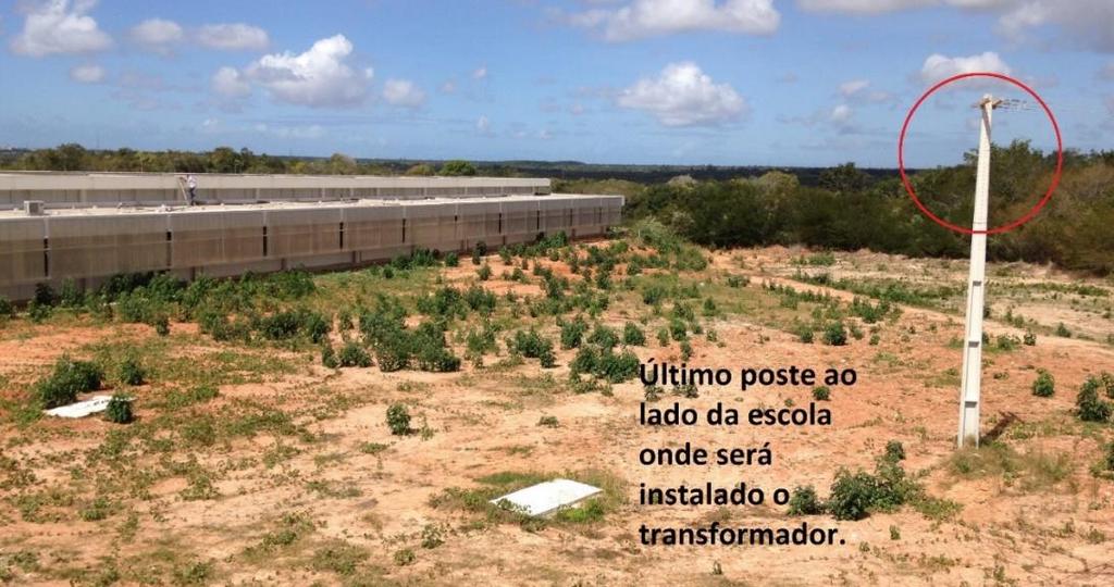 Para o transformador da imagem 5 (escola), a contratada deverá fornecer o cabo de interligação à caixa de ligação (cobre, 4x95mm²,