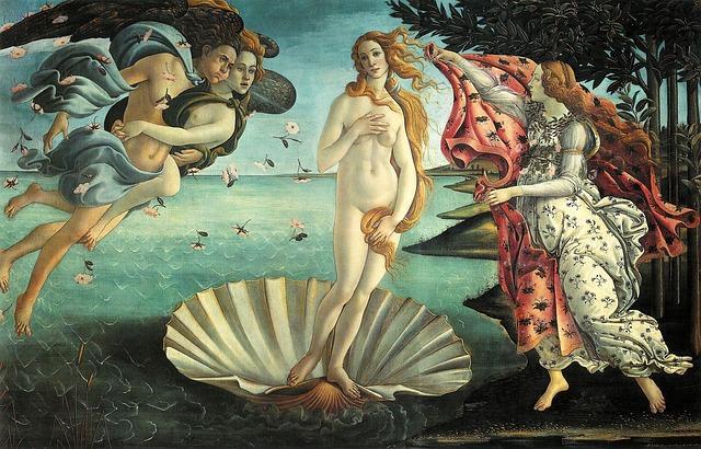 Renascimento - O Nascimento de Vênus Botticelli 1482 A